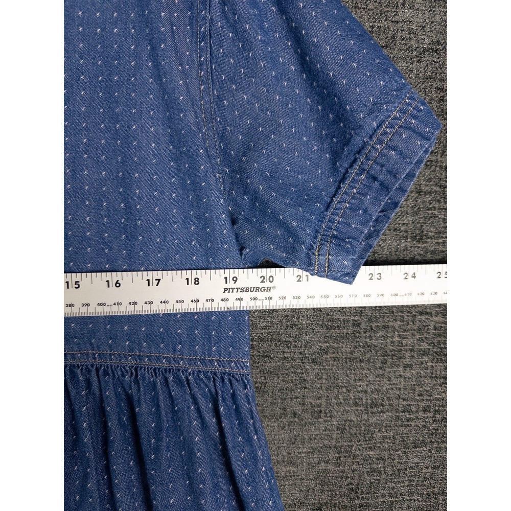 VTG Erika Taylor Midi Dress Womens M Shirt Denim Cottage Prairie Ruffle Cotton - Picture 5 of 6